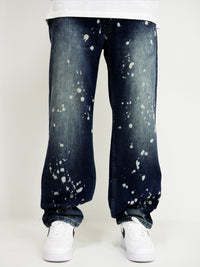 Dada Supreme Splatter Loose Fit Jeans Intense Blue - Soulsideshop