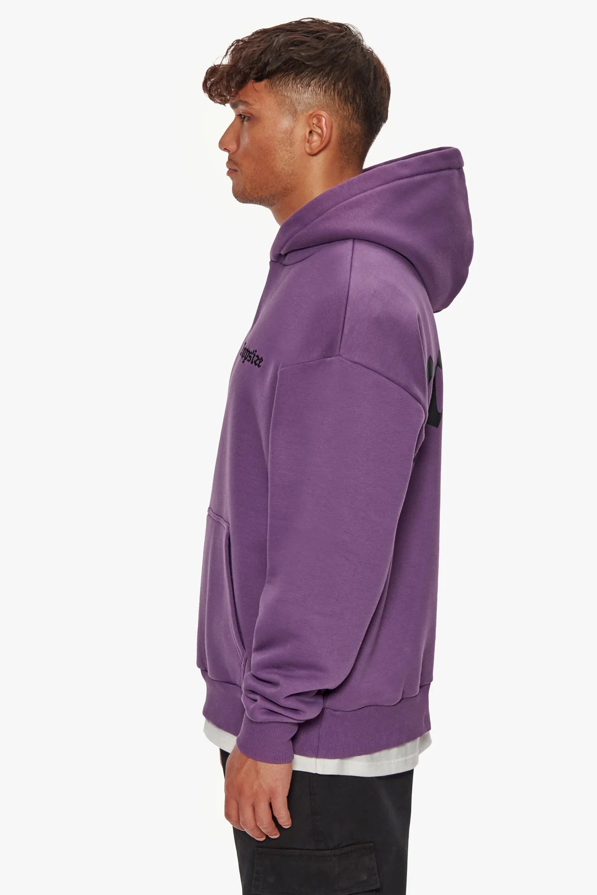 Dropsize Heavy Oversize Backprint Hoodie Washed Purple