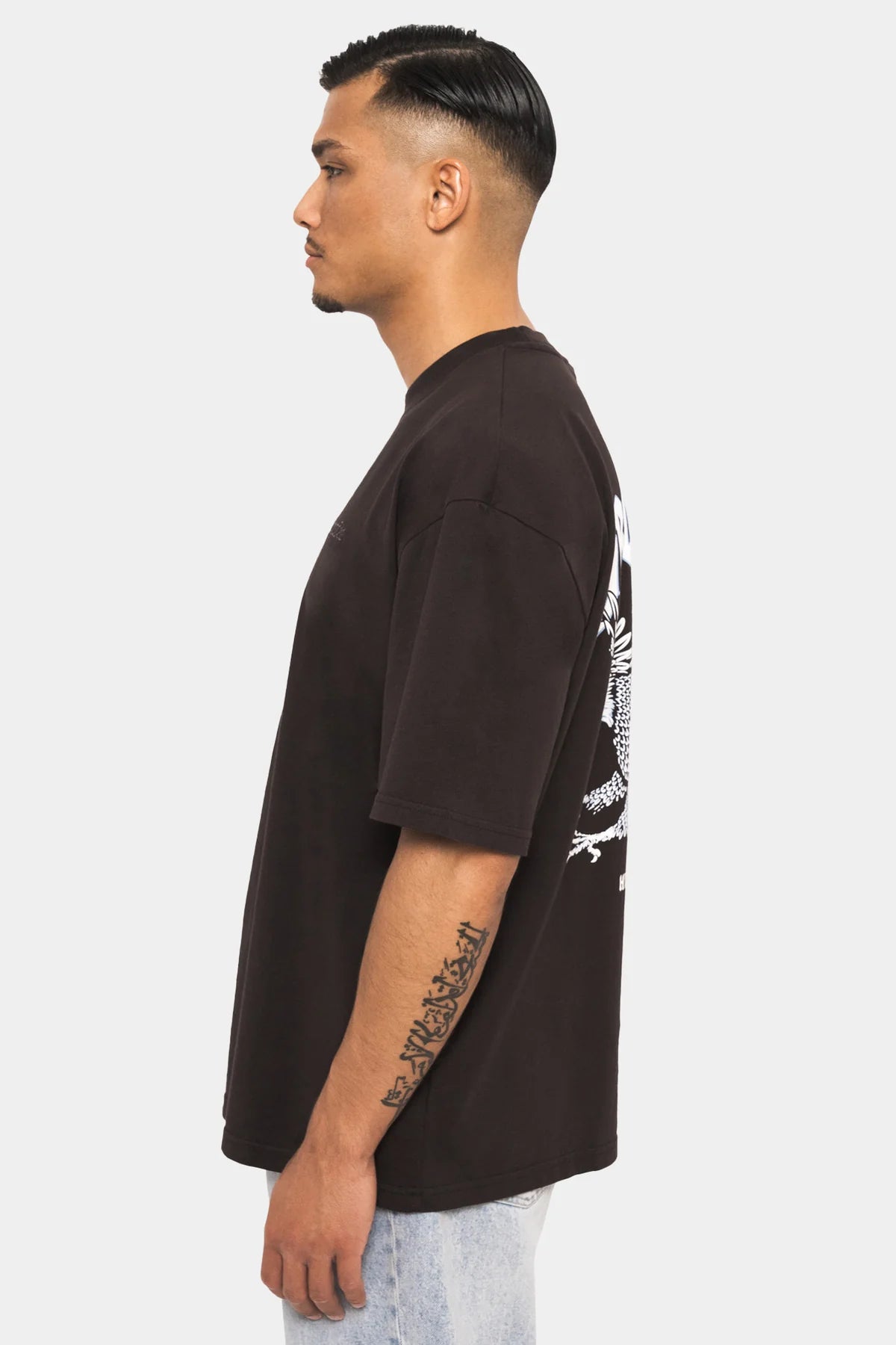 Dropsize Heavy Oversize Eagle T-Shirt Washed Black