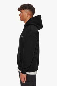 Dropsize Heavy Backlogo Hoodie Black White