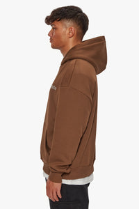 Dropsize Heavy Oversize Embo Hoodie Brown