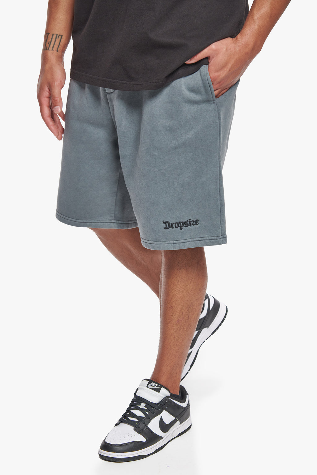 Dropsize Heavy Sweat Embo Sweatshorts Washed Grey