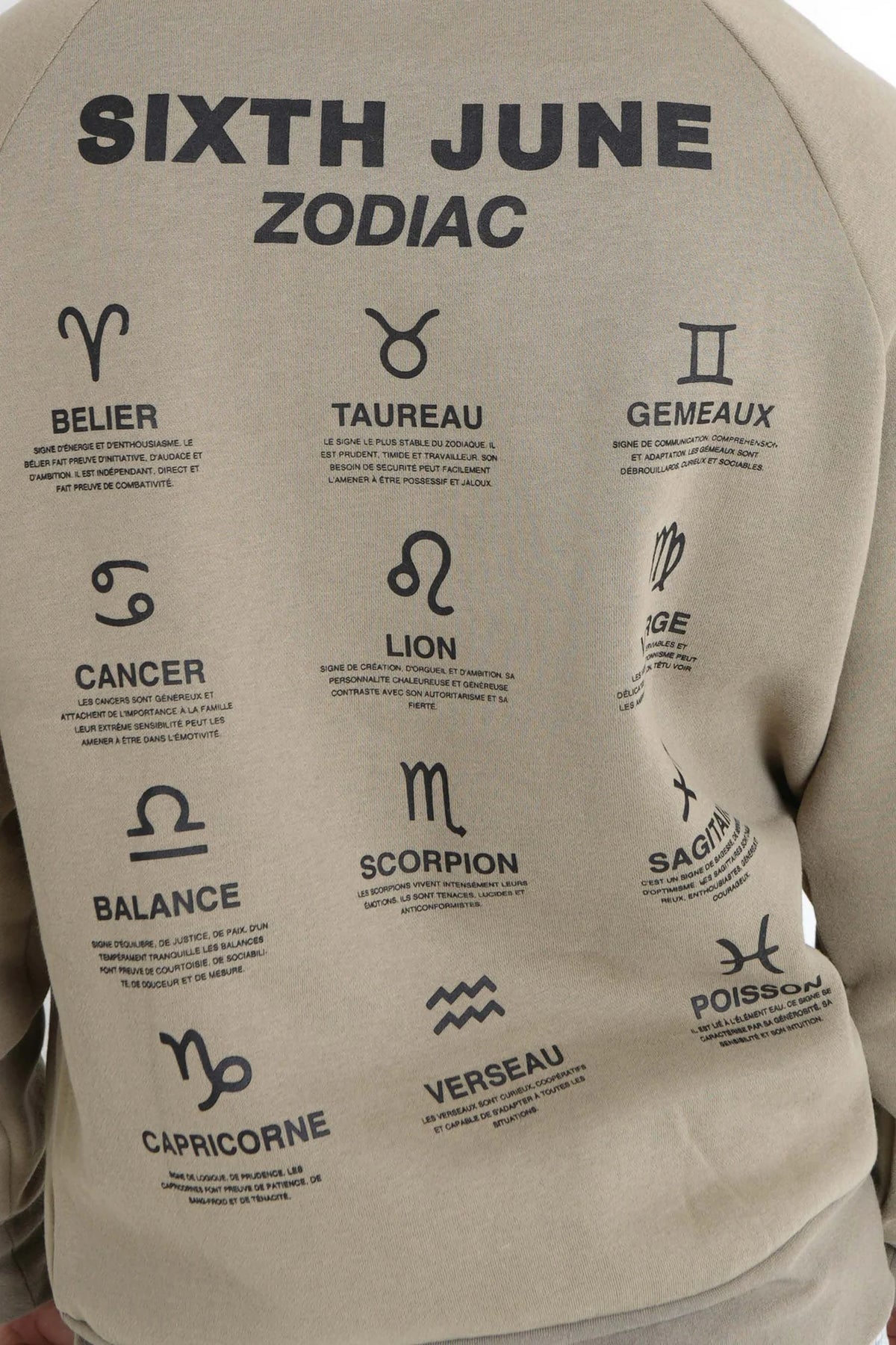 Sixth June Oversized Zodiac Signs Hoodie Khaki