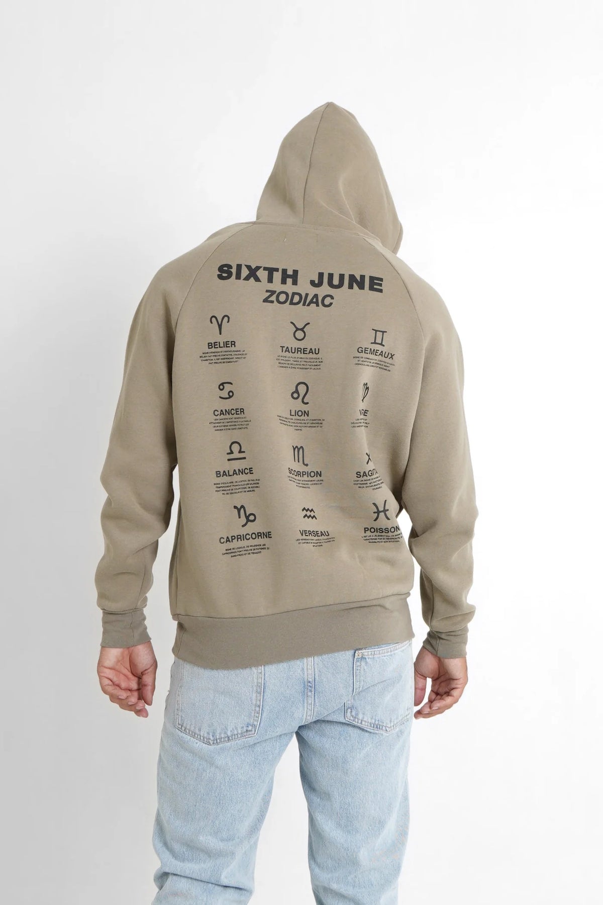 Sixth June Oversized Zodiac Signs Hoodie Khaki