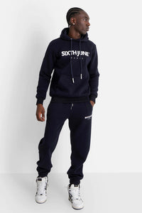 Sixth June Embroidered Hoodie Navy