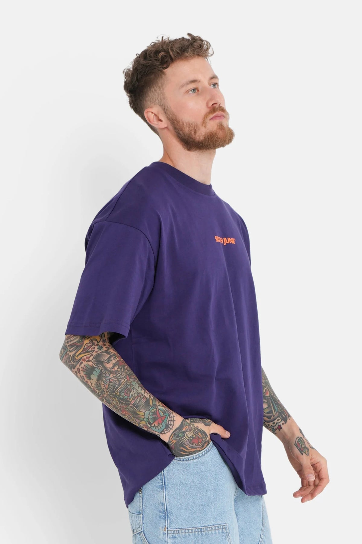 Sixth June Central Logo T-shirt Dark Purple