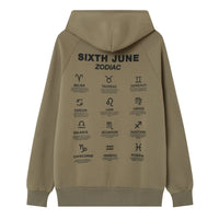 Sixth June Oversized Zodiac Signs Hoodie Khaki