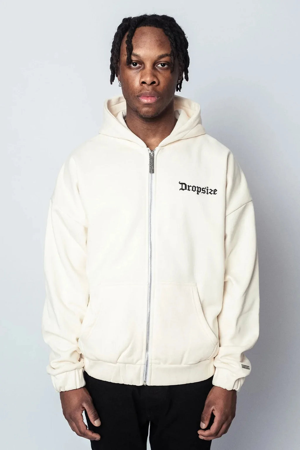 Dropsize Super Heavy Oversize Blank Zip Hoodie Cream White