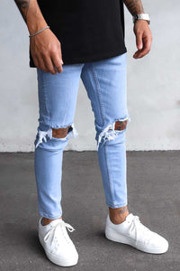 2Y Destroyed Skinny Denim Jeans Blue