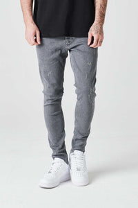 2Y Destroyed Skinny Cropped Denim Jeans Grey