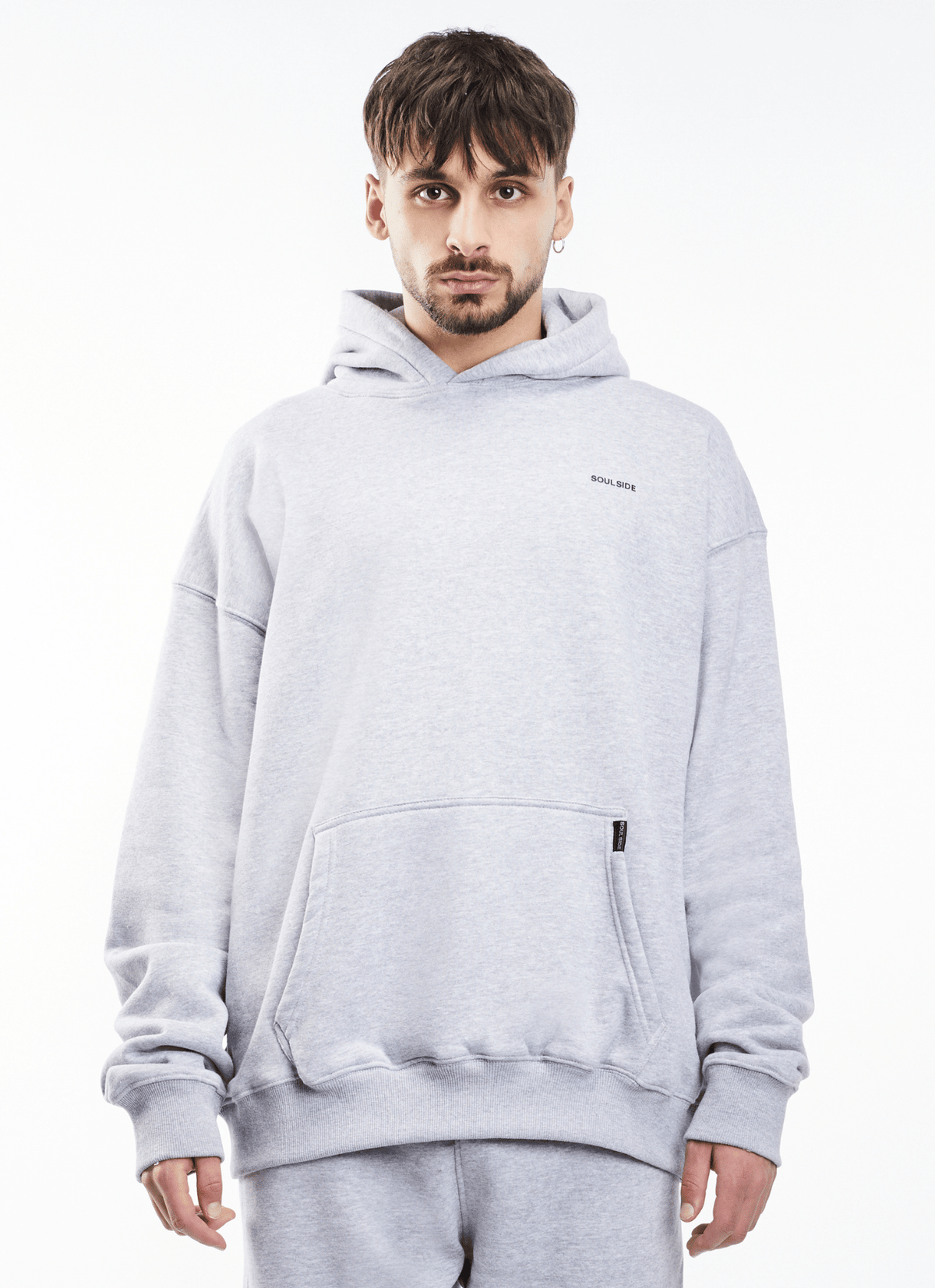 Soulside Männer Oversized Hoodie - Heavy Basic Soul - Grey Melange