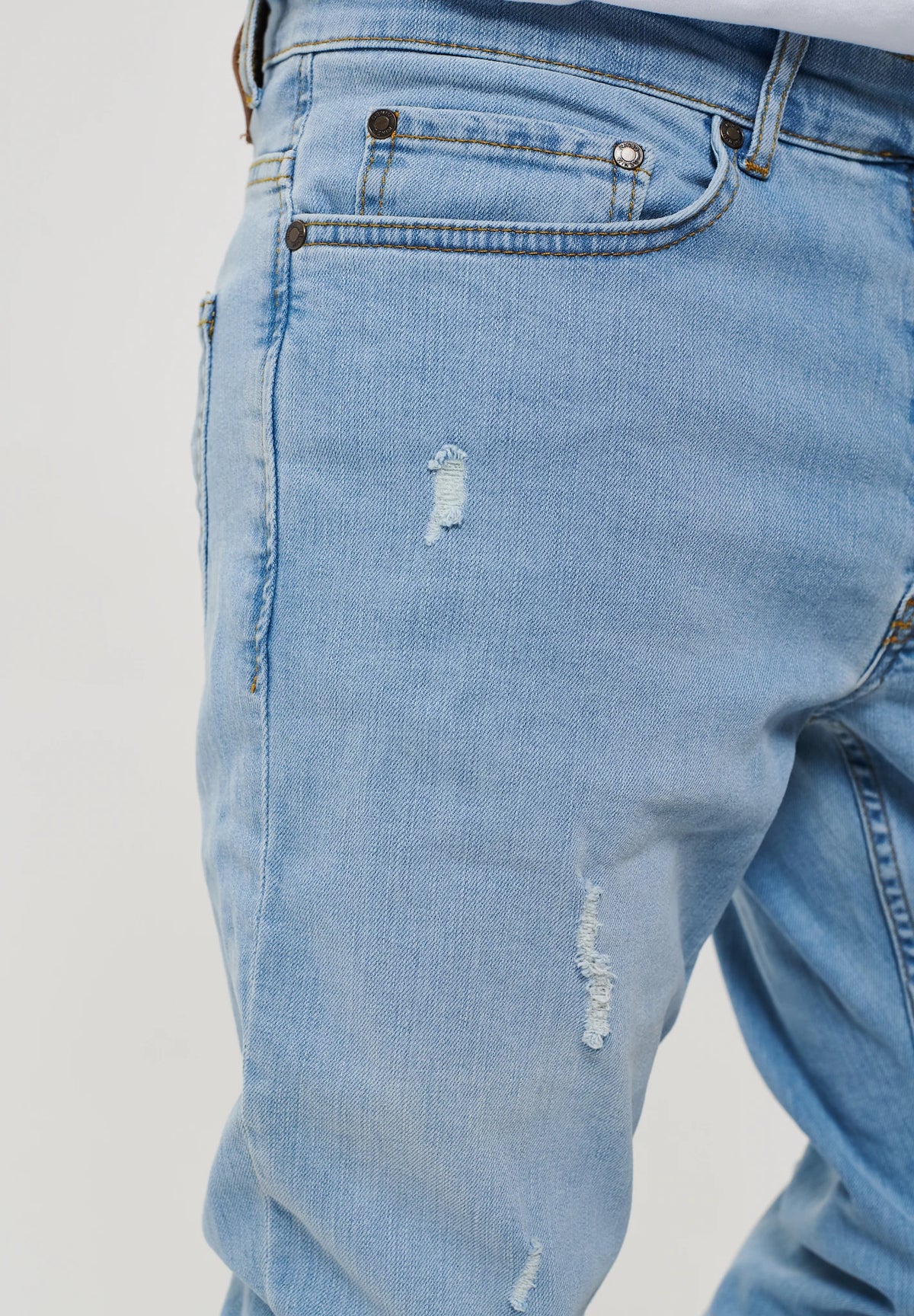 2Y Distressed Straight Fit Jeans Blue