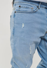 2Y Distressed Straight Fit Jeans Blue