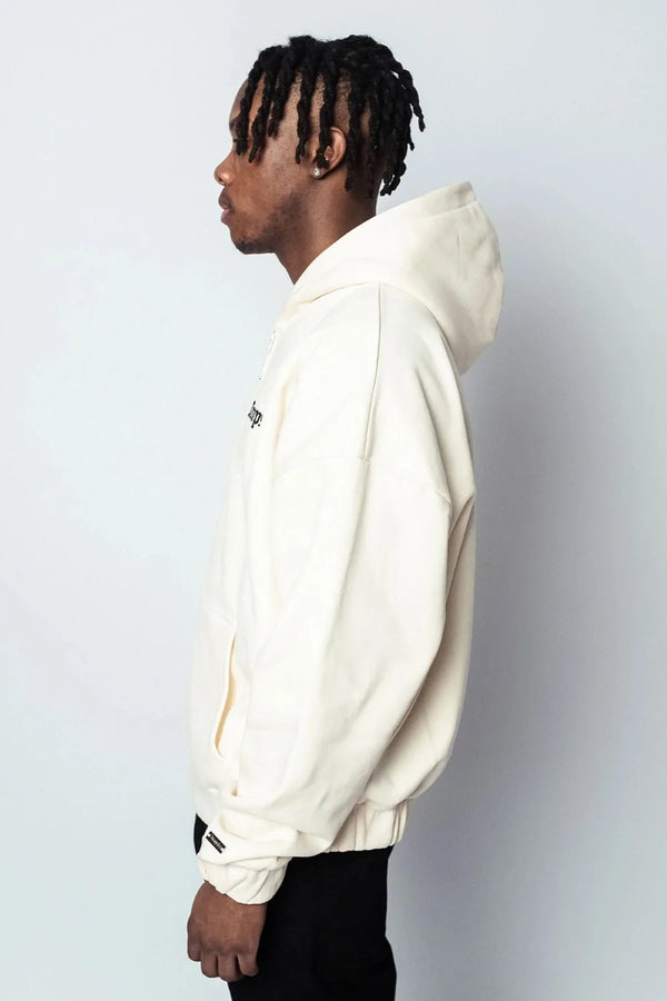 Dropsize Super Heavy Oversize Blank Zip Hoodie Cream White