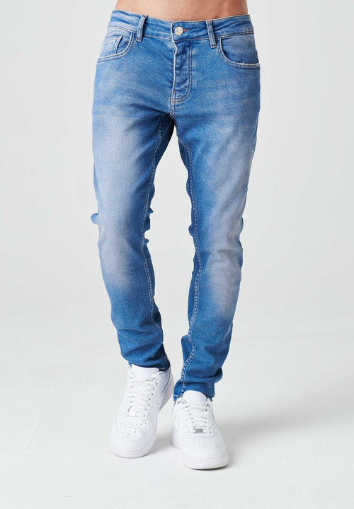 2Y Cropped Straight Fit Denim Jeans Mid Blue