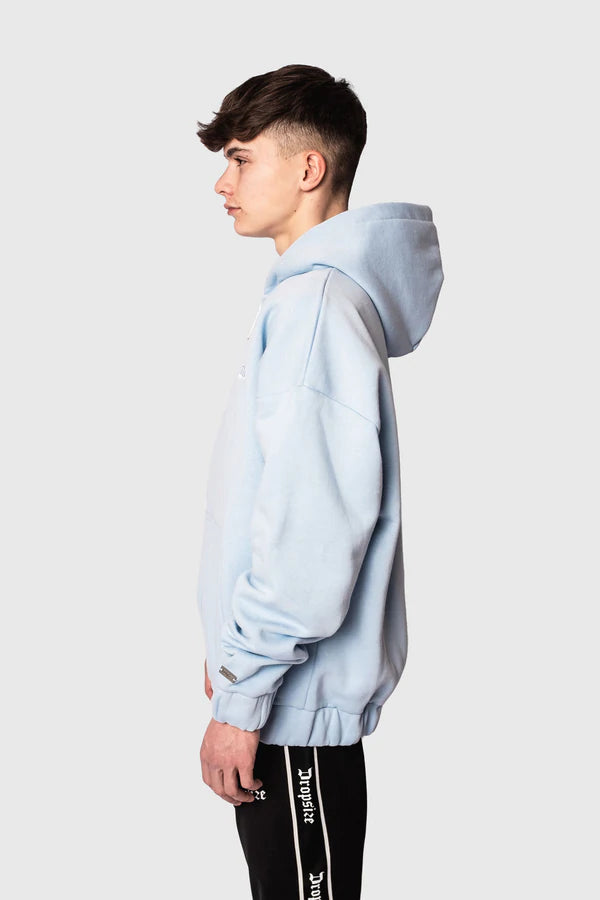 Dropsize Super Heavy Oversize Blank Zip Hoodie Baby Blue