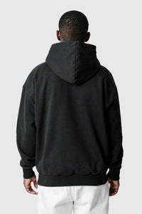 Dropsize Heavy Oversize White Doves Hoodie Washed Black