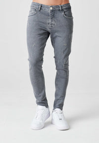 2Y Destroyed Skinny Cropped Denim Jeans Grey