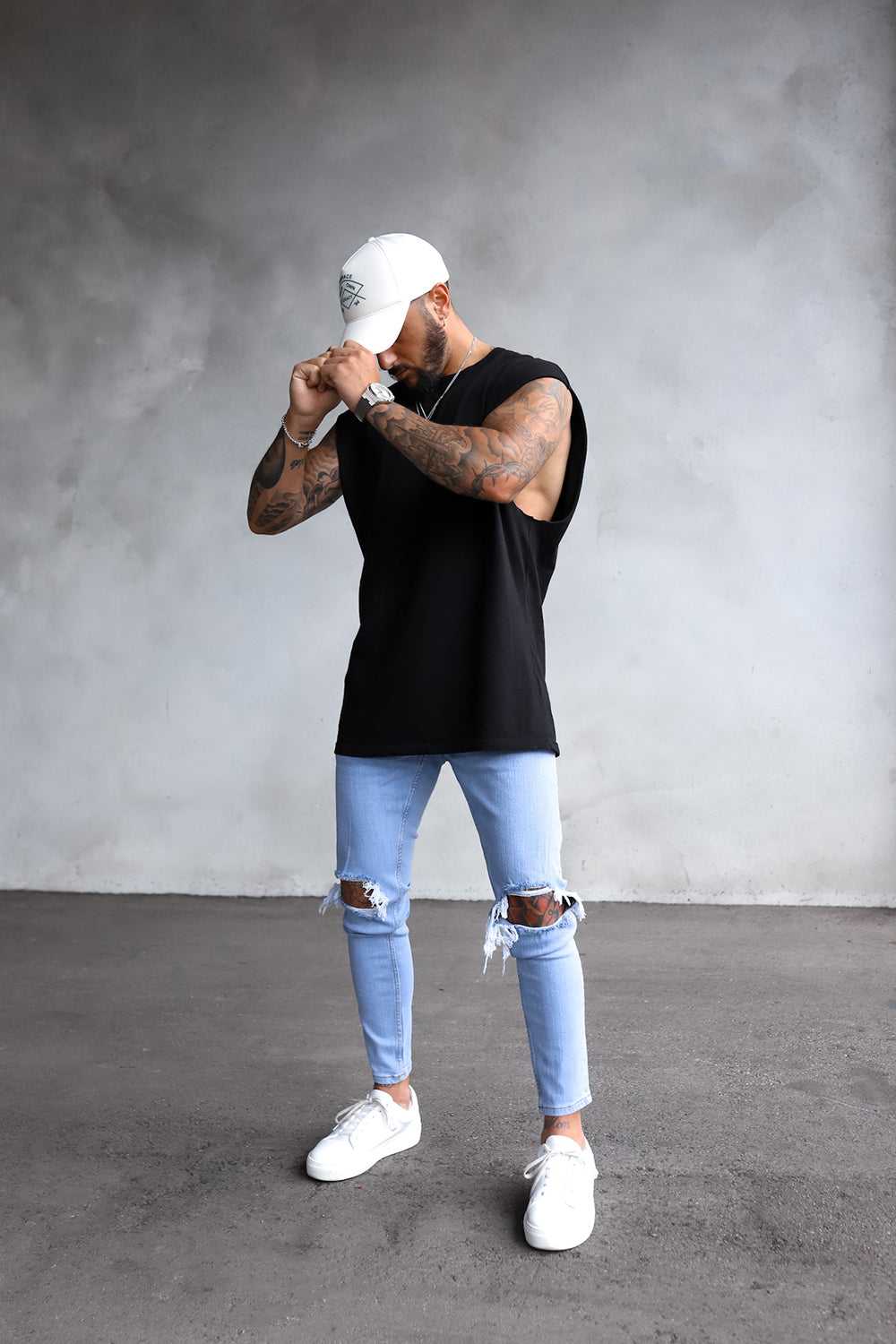 2Y Destroyed Skinny Denim Jeans Blue