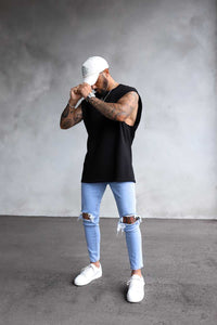 2Y Destroyed Skinny Denim Jeans Blue