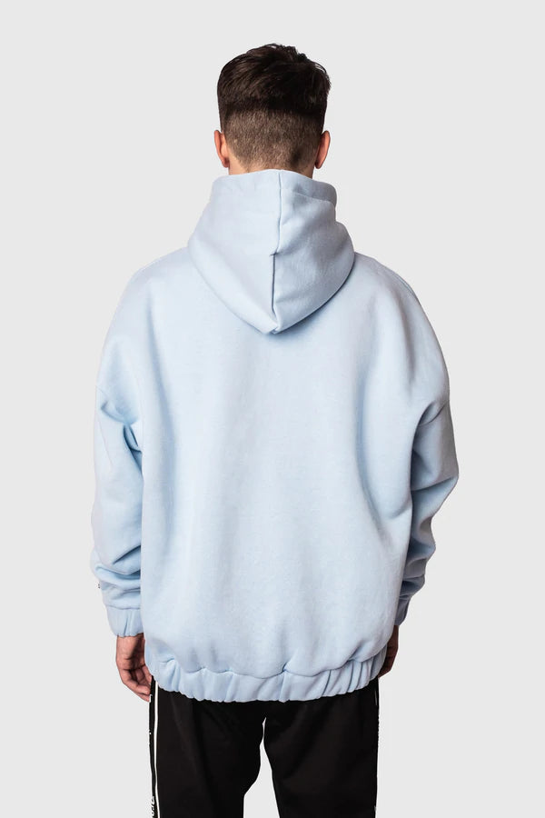 Dropsize Super Heavy Oversize Blank Zip Hoodie Baby Blue