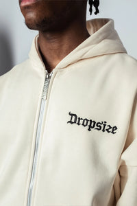 Dropsize Super Heavy Oversize Blank Zip Hoodie Cream White