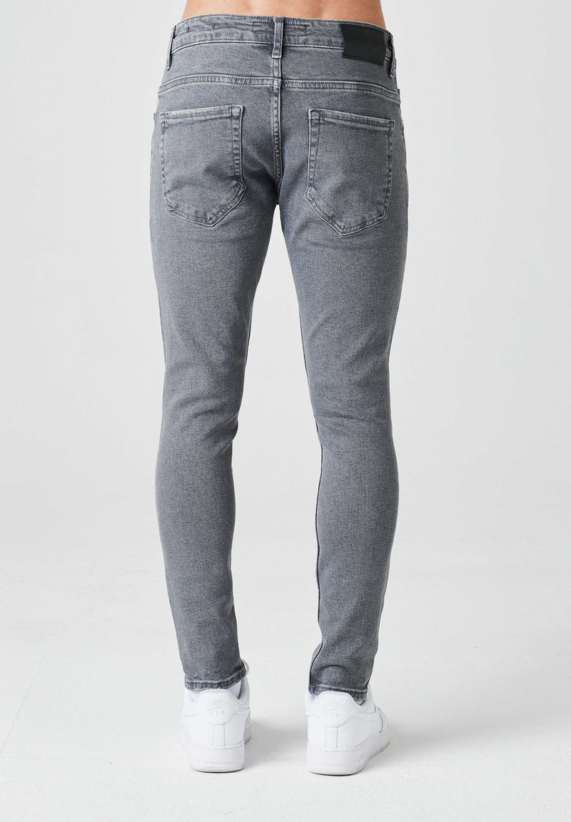 2Y Destroyed Skinny Cropped Denim Jeans Grey