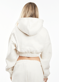 Soulside Frauen Heavy Cropped Hoodie - Copped Basic Soul - Coconut Milk