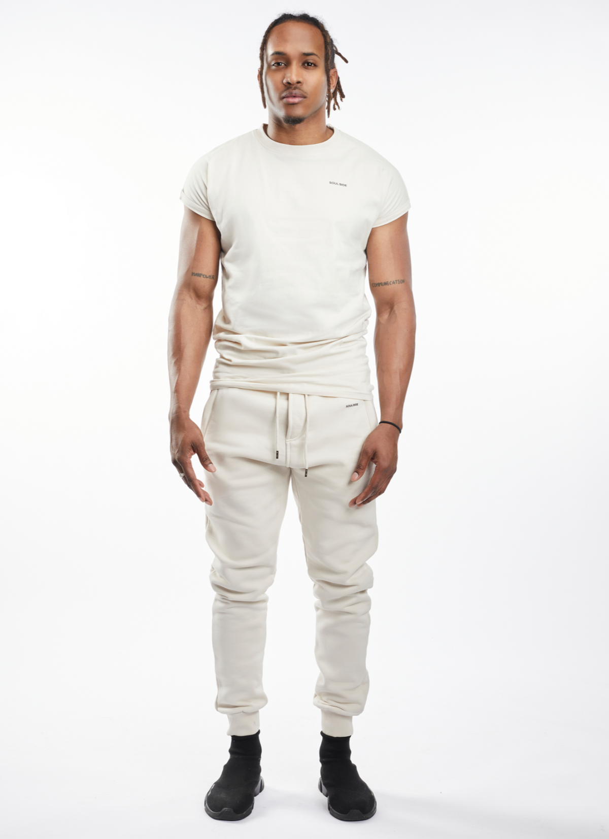 Soulside Herren Sweatpants - Heavy Straight Basic - Coconut Milk