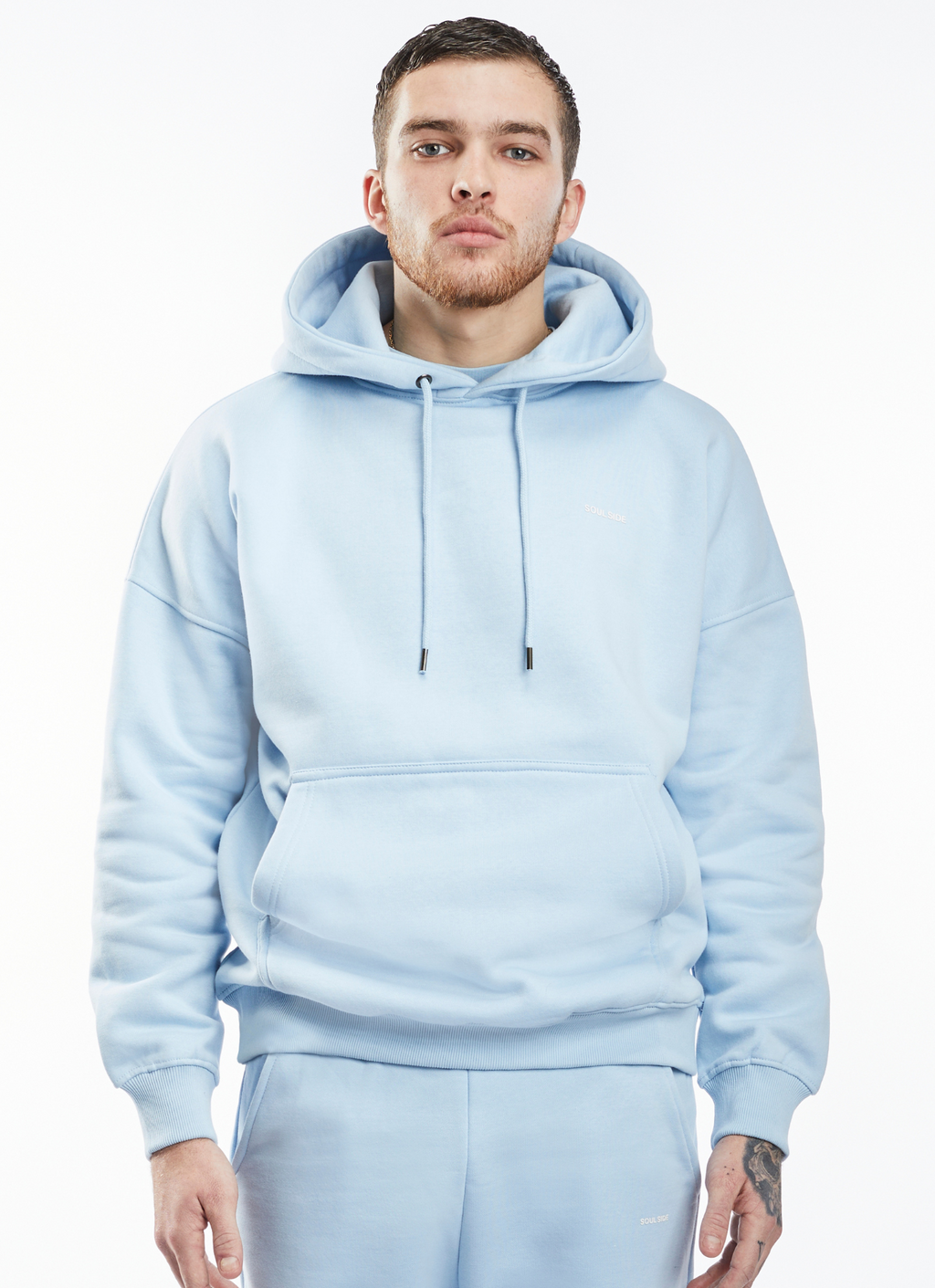 Soulside Männer Oversized Hoodie - Heavy Basic Soul - Babyblau