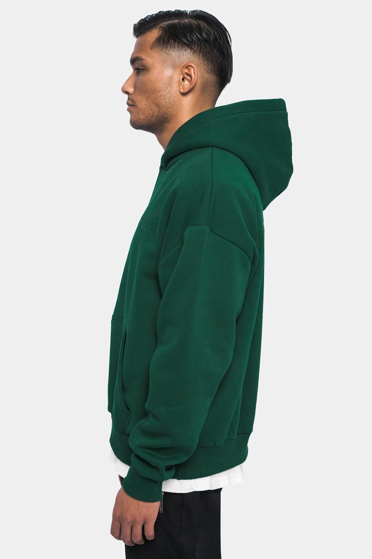 Dropsize Heavy Oversize Rubber Patch Hoodie Green