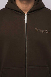 Dropsize Super Heavy Oversized Zip Hoodie Chocolate Brown