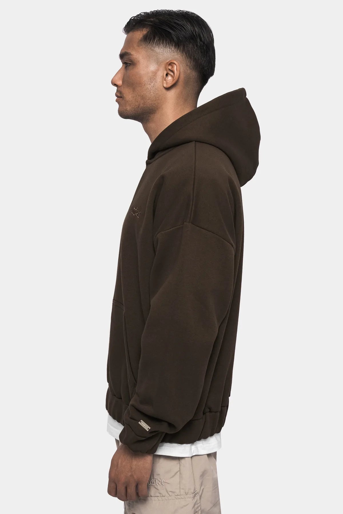 Dropsize Super Heavy Oversized Zip Hoodie Chocolate Brown