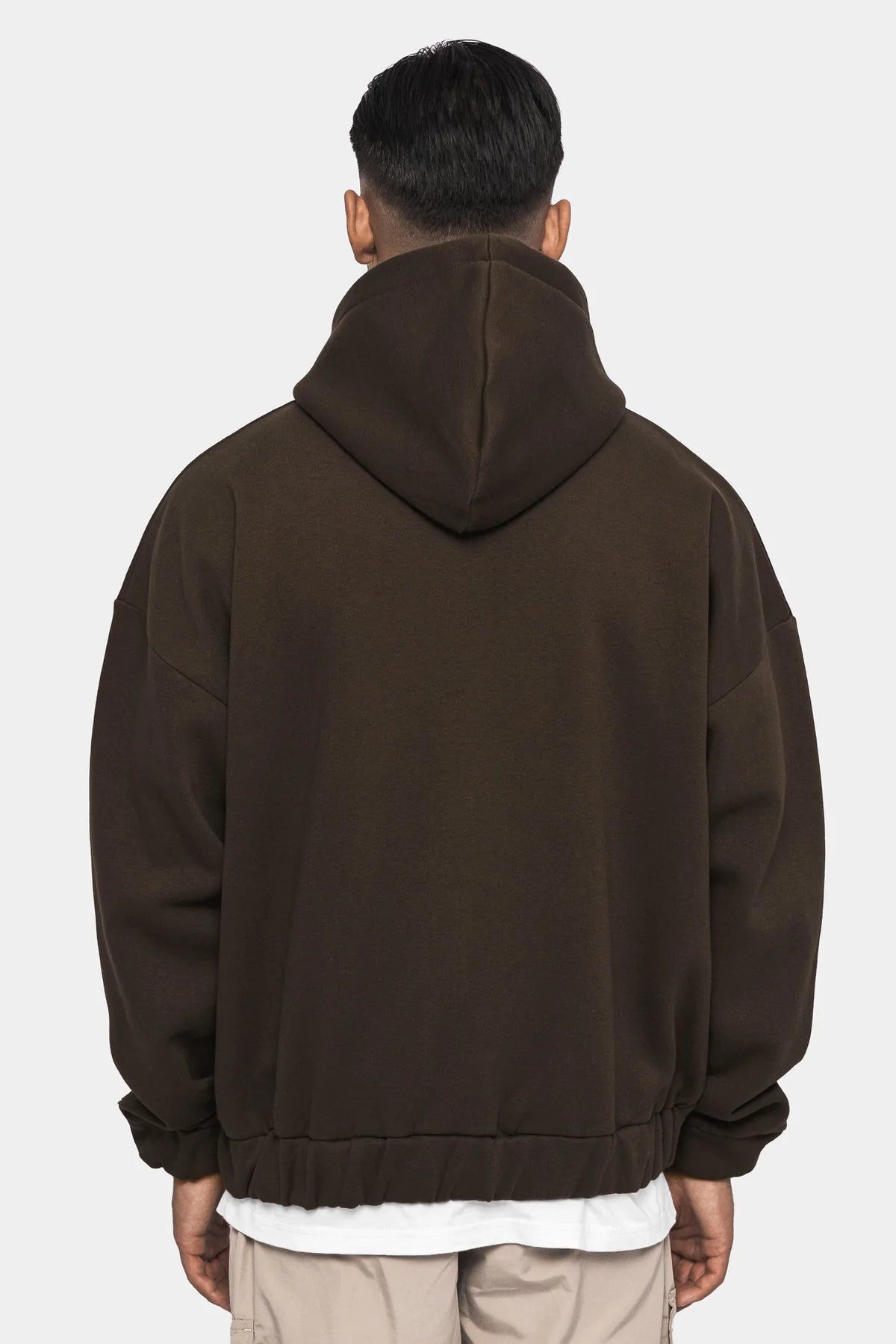 Dropsize Super Heavy Oversized Zip Hoodie Chocolate Brown