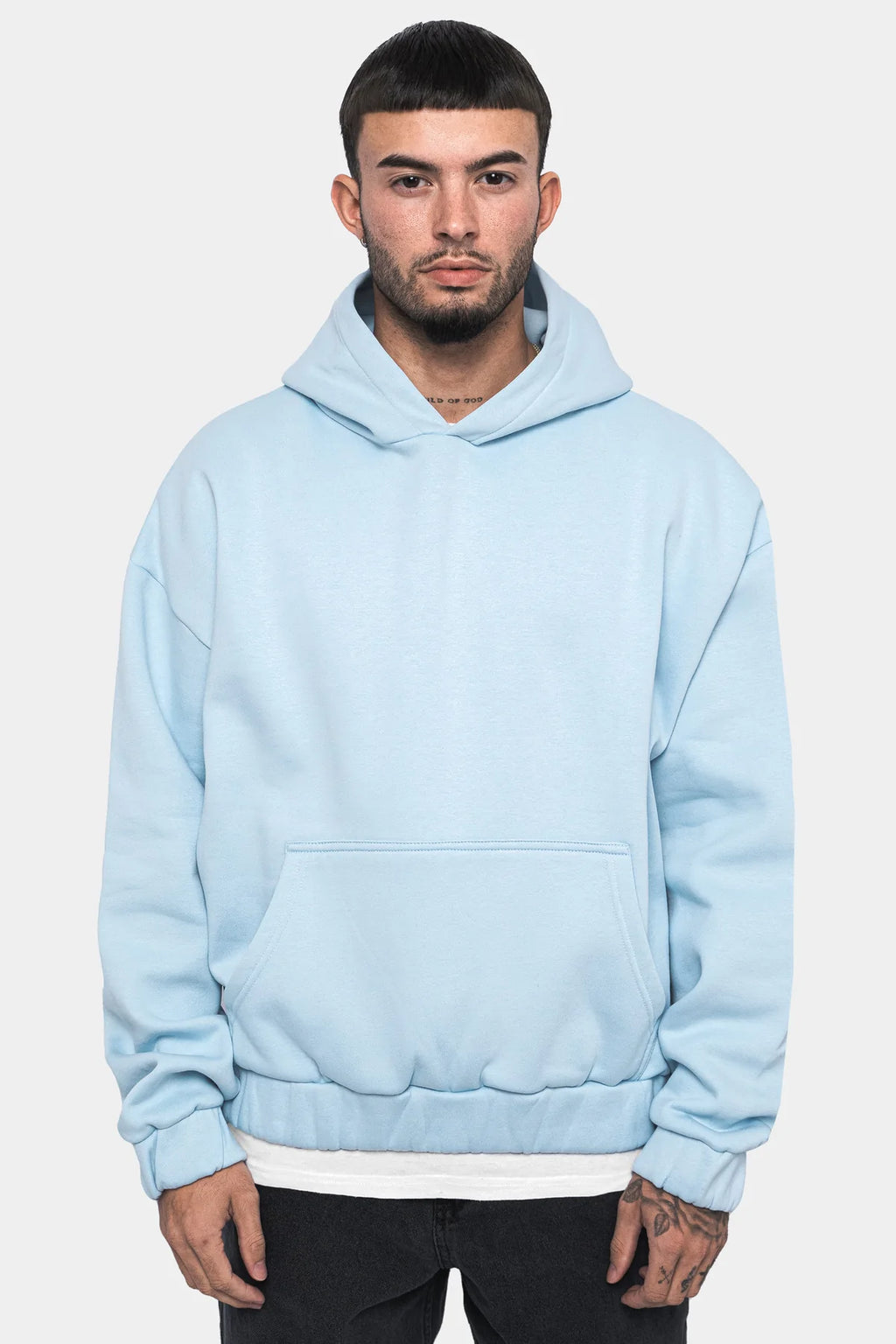 Dropsize Heavy Oversize Rubber Patch Hoodie Baby Blue