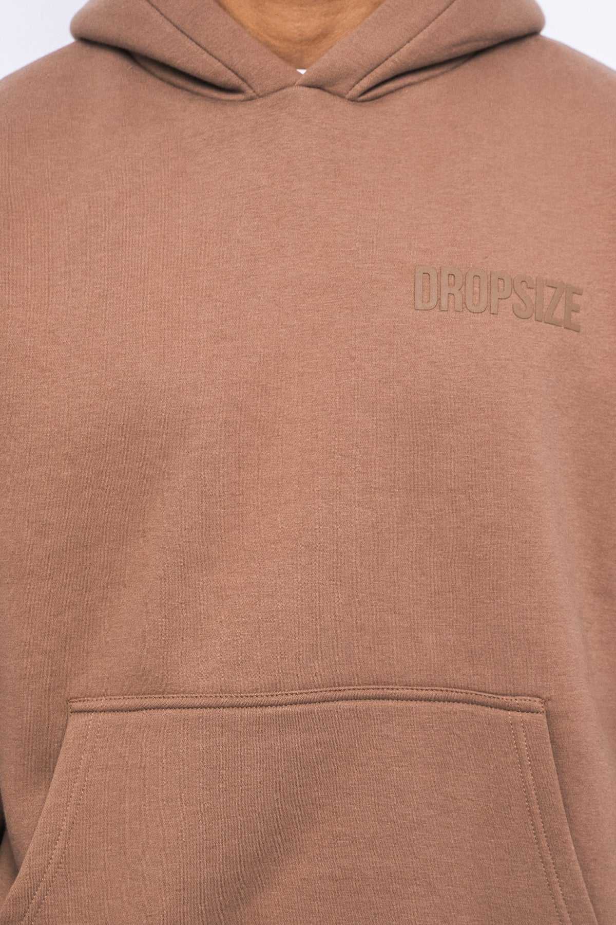 Dropsize Heavy Oversize HD Print Hoodie Brown