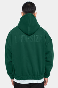 Dropsize Super Heavy Oversized HD Print Zip Hoodie Green