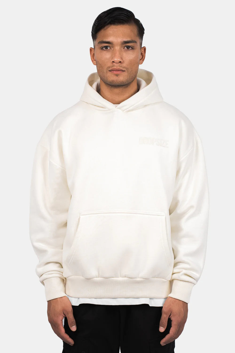 Dropsize Heavy Oversize HD Print Hoodie Creme White