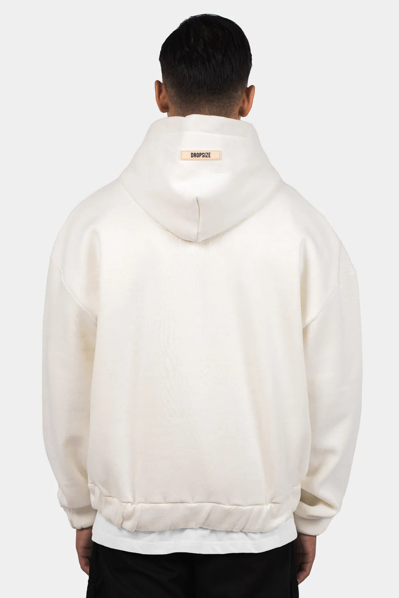 Dropsize Heavy Oversize Rubber Patch Hoodie Cream White
