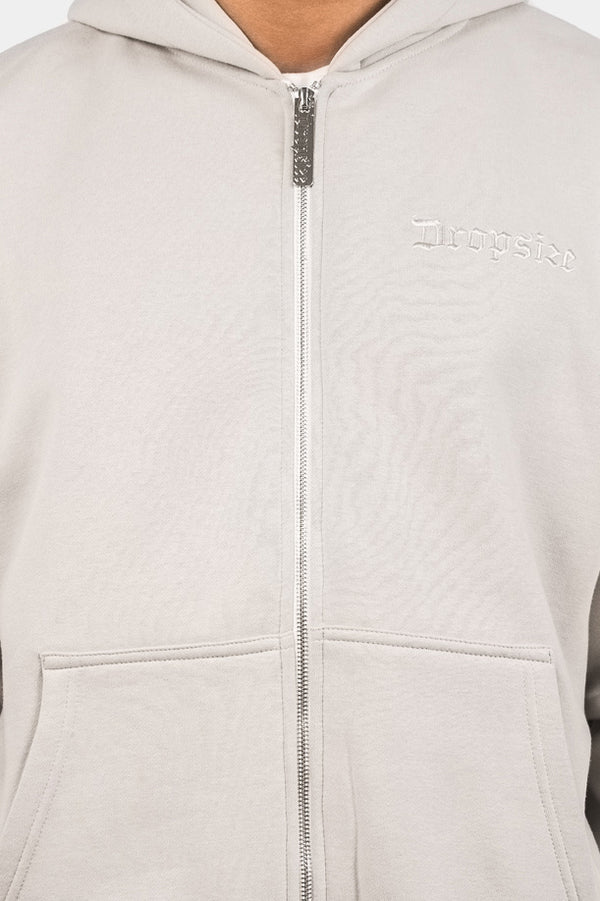 Dropsize Super Heavy Oversize Blank Zip Hoodie Moon Beam