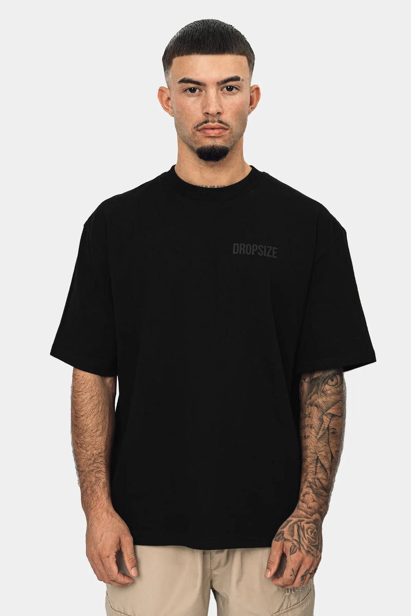 Dropsize Heavy Oversize HD Print T-Shirt Black