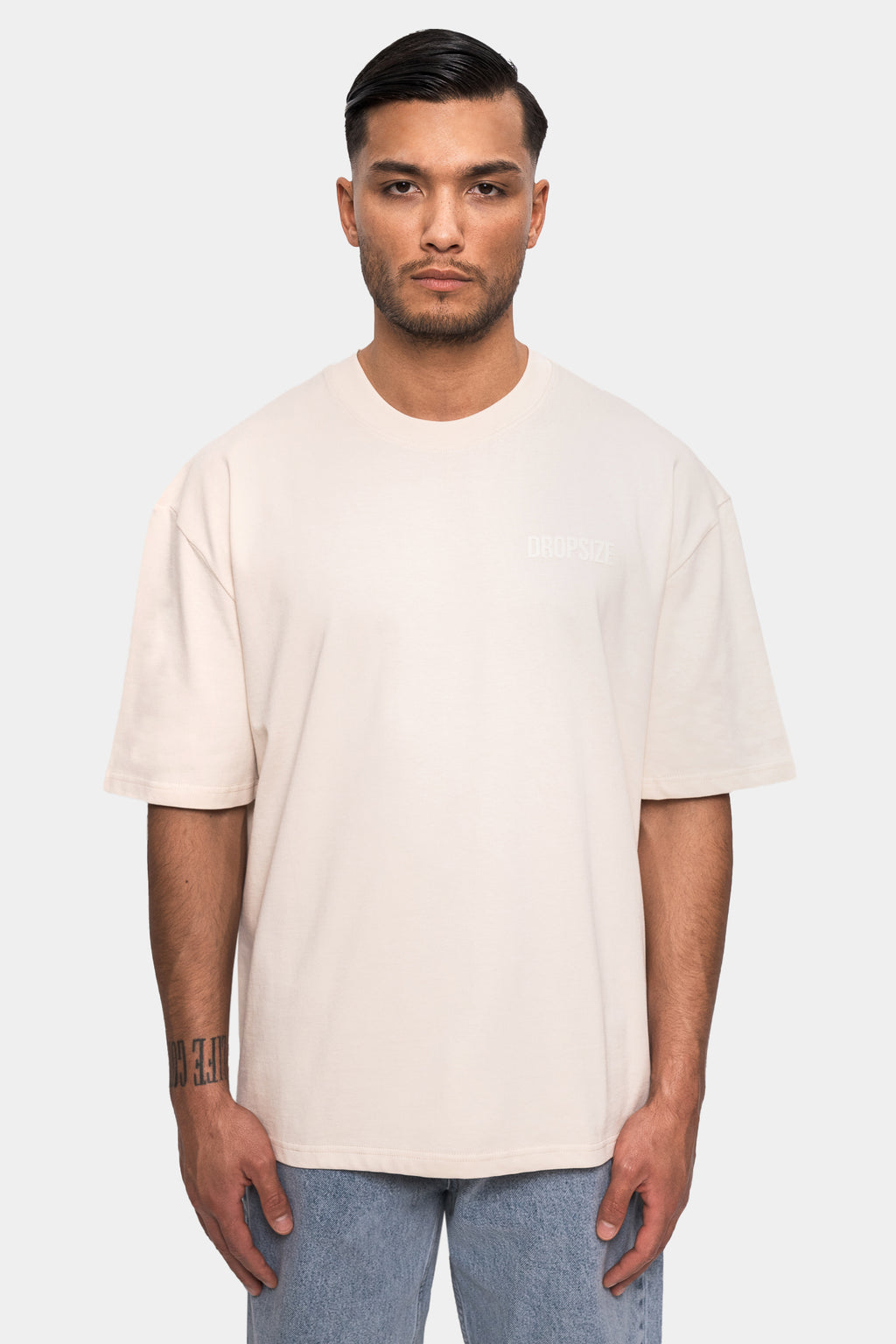 Dropsize Heavy Oversize HD Print T-Shirt Coconut Milk