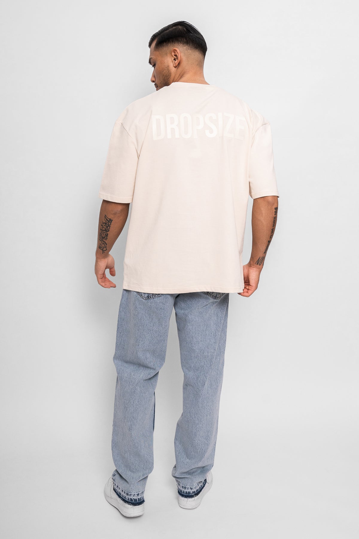 Dropsize Heavy Oversize HD Print T-Shirt Coconut Milk