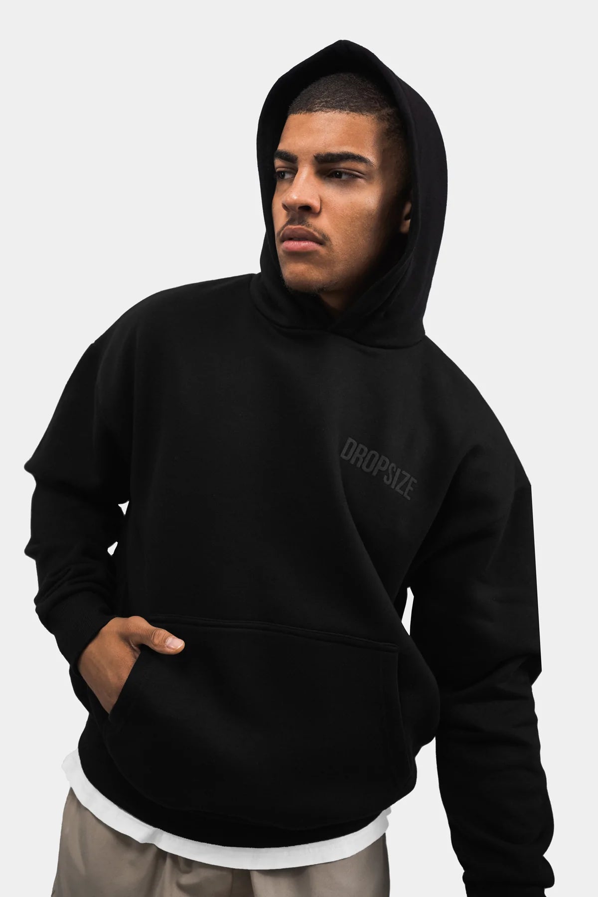 Dropsize Heavy Oversize HD Print Hoodie Black