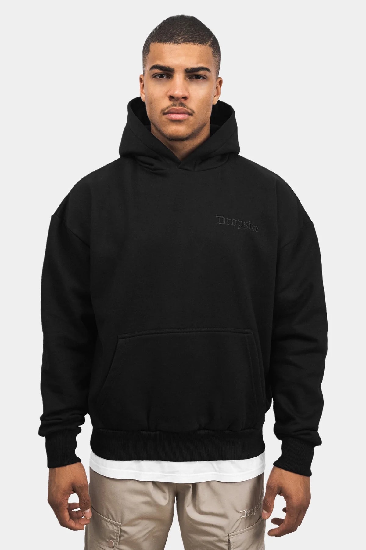 Dropsize Heavy Oversize Crew Love Hoodie Black