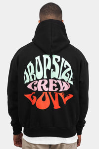 Dropsize Heavy Oversize Crew Love Hoodie Black