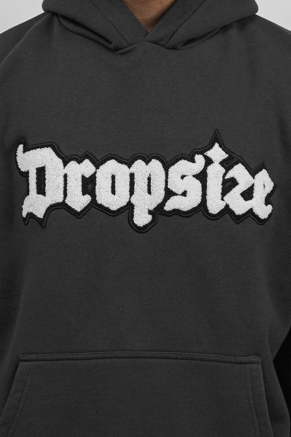 Dropsize Heavy Oversize Frottee Embo Hoodie Washed Black