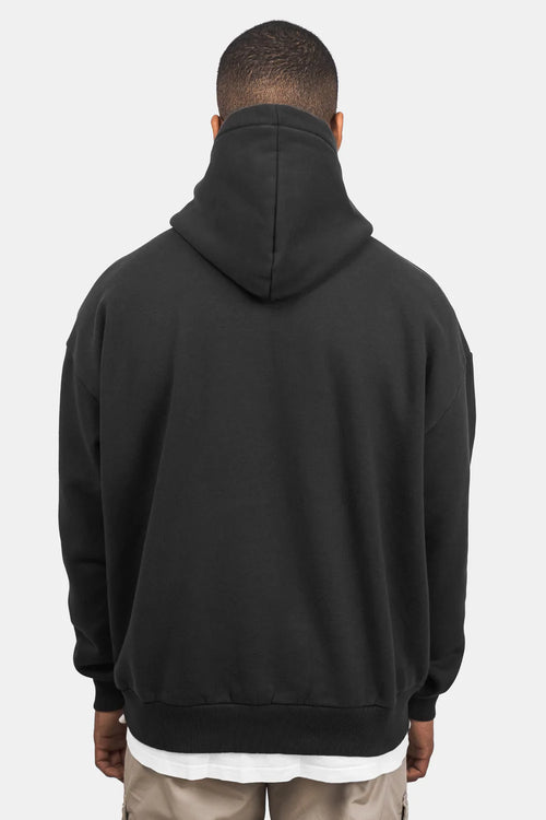 Heavy Oversize Frottee Embo Hoodie Washed Black
