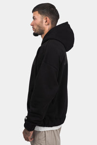 Dropsize Super Heavy Oversize HD Print Zip Hoodie Black