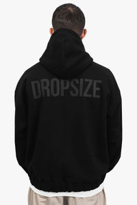 Dropsize Super Heavy Oversize HD Print Zip Hoodie Black
